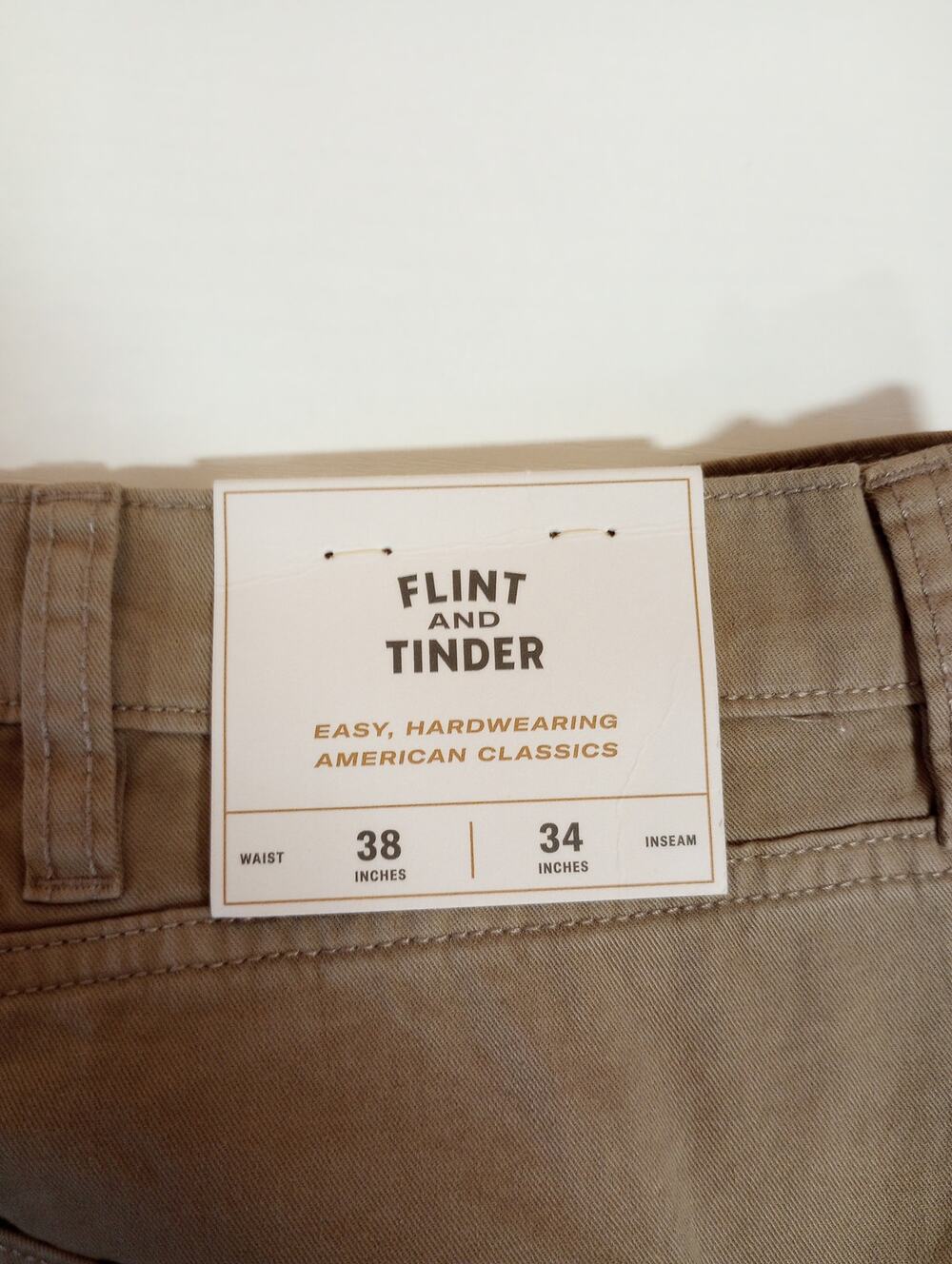 NWT Flint and Timber Pants Men's 38x34 Khakis 5 Pocket Tapered Fit (0946)